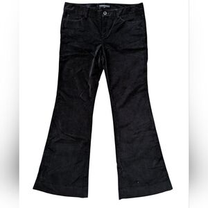 Theory Pants Womens 12 Black Velvet Flat Front Flared Leg Whimsigoth Dark